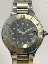 X493-W8-198◎ Cartier カルティエ マスト21 オートスカフ 2427 ブラック文字盤 デイト メンズ 自動巻き 稼働 腕時計 ⑥_画像1