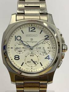 X491-O18-2024◎ SEIKO セイコー B ブライツ 7J21-0AA0 クロノグラフ ホワイト文字盤 メンズ QUARTZ クオーツ 稼働 腕時計 ⑥