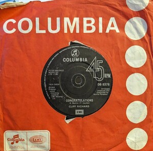  ☆CLIFF RICHARD/CONGRATULATIONS 1968'UK COLUMBIA 7INCH