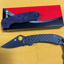 Spyderco スパイダルコ Paramilitary 3 カーボンファイバースケール　CPMS45VN バックスペーサー、ビーズ、オリジナルG10スケール付き_画像2