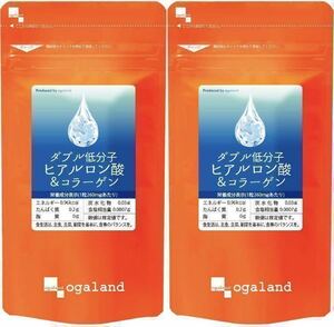 ★送料無料★W低分子ヒアルロン酸&コラーゲン 約6ヶ月分(2025.6~)(3ヶ月分180カプセル入×2袋)オーガランド サプリメント エイジングケア