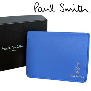 新品 ポールスミス Paul Smith 二つ折り財布 コンパクト バルーンバニー 箱付き ブルー スワール ラビット レディース