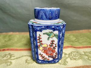 ★ 和楽庵 昭阿弥造 色絵染錦茶壺 四君子紋様 花柄 京焼 煎茶道具 茶器 茶入 茶心壷