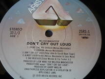 LP　　MELISSA MANCHESTER / DON'T CRY OUT LOUD_画像3