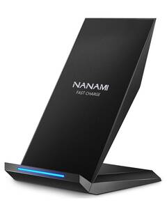 【送料無料】NANAMI ワイヤレス充電器 Qi認証 iPhone Galaxy 他のqi機種対応 スマホスタンド ワイヤレスチャージャー 黒《H100》