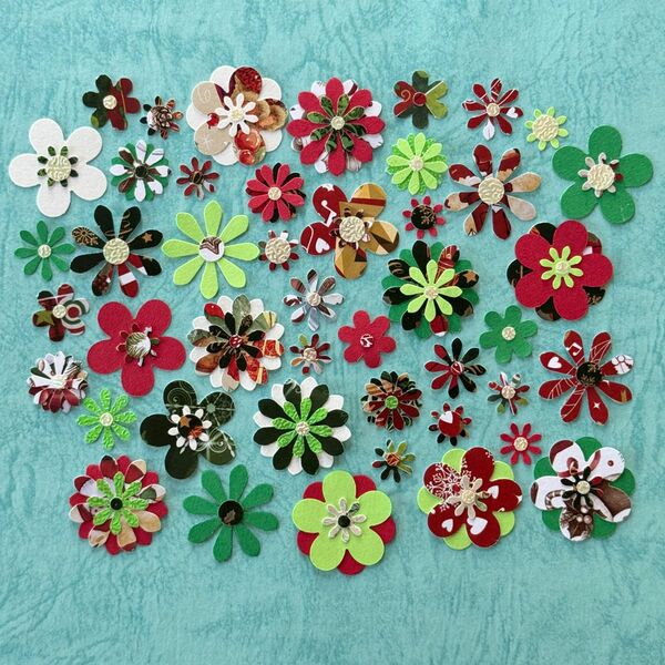お花のデコレーションパーツ(クリスマスver.)折り紙製作 壁面製作 ペーパークラフト クラフトパンチ #04