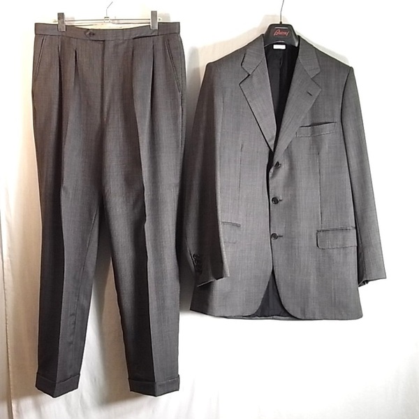 sizeXL相当☆美品☆ブリオーニ Brioni カシミア混３釦スーツ チャコールグレー