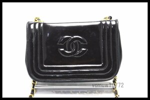 希少美中古■CHANEL 0番台 ココマーク エナメル×レザー チェーンショルダーバッグ シャネル■1102su21115