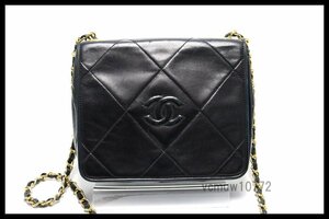 希少美中古■CHANEL 0番台 ダイヤステッチ レザー チェーンショルダーバッグ シャネル■1123hr398871