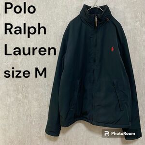 Polo Ralph Lauren 肉厚ナイロンジャケット 裏地フリース フード付 M ポロラルフローレン