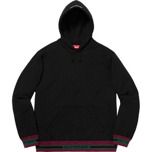 18AW Supreme Striped Rib Hooded Sweatshirt Sサイズ ストライプ リブ パーカー Black ブラック