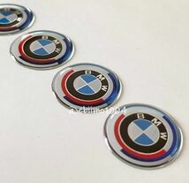 BMW ステッカー 50周年 Mエンブレムロゴ 鍵穴隠し キーレス ナンバーボルトキャップシール バイク 車 ウインドウ 内装 Mカラー 20mm 4枚_画像3