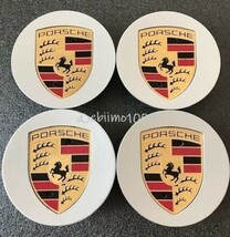 ポルシェ ホイールキャップ 76mm Porsche センターキャップ クレスト シルバーゴールド 4個セット_画像1