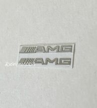 AMG ベンツ メタルステッカー 金属 シール 耐熱 高耐久 ダッシュボード コンソール ウインドウ ワイパー シルバー 2枚_画像2