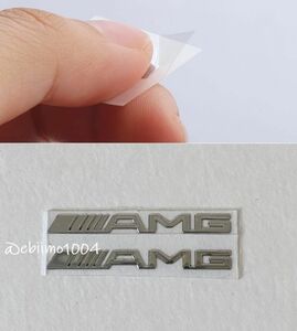 AMG ベンツ メタルステッカー 金属 シール 耐熱 高耐久 ダッシュボード コンソール ウインドウ ワイパー シルバー 2枚