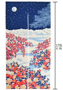 新品　 暖簾　のれん　≪日本の四季≫　大判のれん　 【冬】　雪椿　85ｘ175ｃｍ