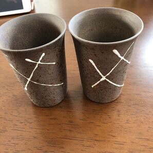 【未使用】花房 陶器タンブラー ビアグラス 湯呑み ペア