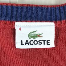 LACOSTE ラコステ 長袖ニット セーター 4 レッド Vネック ワニ_画像6