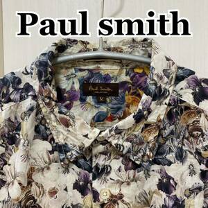 ポールスミスコレクション　PaulSmith collection 花柄シャツ　リバティ　フラワープリント　アート　ホワイト　Mサイズ　長袖シャツ