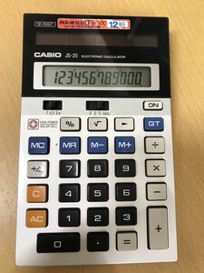 カシオ CASIO 電卓　JS-20　 ソーラー電池 12桁　昭和レトロ　カバー付き　動作確認済