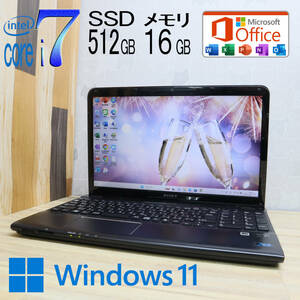 ★超美品 最上級4コアi7！新品SSD512GB メモリ16GB★SVE15117FJB Core i7-2670QM Webカメラ Win11 MS Office2019 Home&Business★P61069