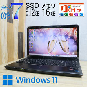 ★美品 最上級4コアi7！新品SSD512GB メモリ16GB★SVE1511AJ Core i7-2670QM Webカメラ Win11 MS Office2019 Home&Business★P61073