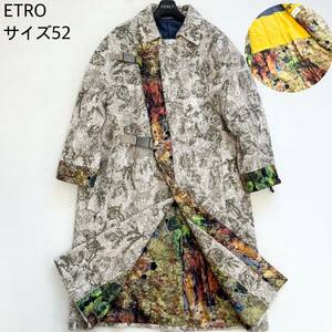 【至福の逸品】【極美品/大きいサイズ】ETRO アルパカ シルク混合 ロングコート 総柄 花柄