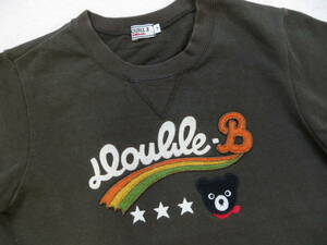 130/140★ミキハウス DB/Double_B★ベアパッチワーク刺繍★ロゴレインボー トレーナー厚手 シャツ 重ね着スタイルにおすすめです。