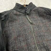 ハリスツイード 【小粋なオシャレ】 HarrisTweed ジ ップアップジャケット ジャンパー ブルゾン リブニット Mサイズ グレー チェック_画像3