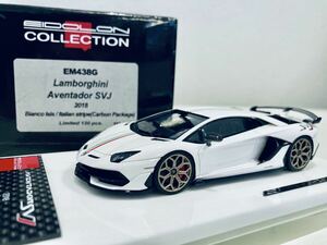 【送料無料】1/43 Makeup メイクアップ EM438Gランボルギーニ アヴェンタドール SVJ 2018 Bianco Isis/Italian stripe Carbon package