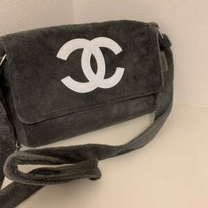 美品 シャネル ノベルティ パイル地ロゴショルダーバッグ ポシェット ココマーク CHANEL PRECISION グレー