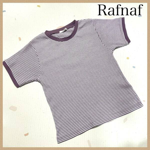 【Rafnaf】ラフネフ 半袖シャツL レディース 3色ボーダー Tシャツ 紫