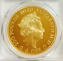 世界9枚 2020年 イギリス ロイヤルミント スリーグレイセス 200ポンド 2オンス プルーフ金貨 PCGS PR70 DCAM_画像4