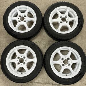 ☆レアマイスター VS6 4.5Jx14+44 100-4H ダンロップ ウィンターマックス WM02 155/65R14 2019年製 軽自動車サイズ 4本セット 札幌発☆