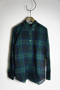 正規 MARKAWARE マーカーウェア POLO COLLAR SHIRTS MADRAS CHECK ORGANDIE マドラス チャック 長袖 シャツ シースルー 緑 3本物 1123N