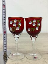 ムラーノガラス 花瓶 フラワーベース 他 金彩 花柄 カップ&ソーサー ワイングラス ACBF 中古品_画像6