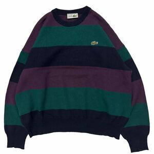  б/у одежда Франция производства LACOSTE Lacoste окантовка вязаный свитер 