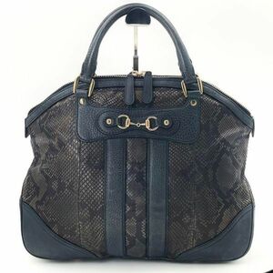 【極希少】 GUCCI グッチ　パイソン　ボストンバッグ　ホースビット　金具