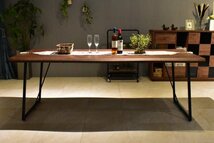 新品 一枚板風200cm幅ダイニングテーブル ウォールナット色 リビング食卓テーブル北欧モダン6人8人用おしゃれ家具 大型:ST27-4D06-KC_画像2