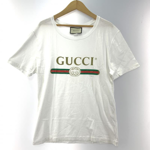 【中古】GUCCI ロゴ ウォッシュドオーバーサイズTシャツ S　グッチ　ホワイト[240019436421]