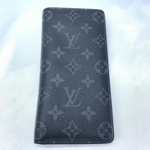 【中古】LOUIS VUITTON モノグラム・エクリプス ポルトフォイユ・ブラザ イニシャル入　M61697　ルイヴィトン　ブラック[240019435526]