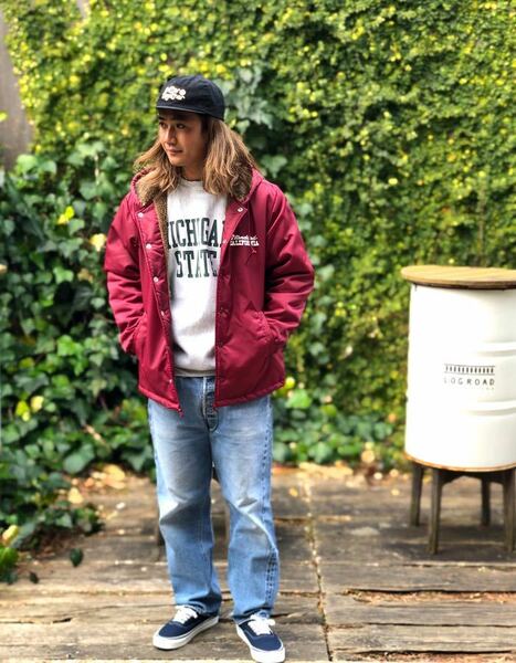 STANDARDCALIFORNIA/スタンダードカリフォルニア SD Hood Coach Jacket Burgundy XL ボアフードコーチジャケット 新品未使用