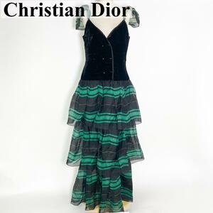 1円！ 超稀少 Christian Dior ガリアーノ期 オートクチュール ロングドレス ティアード ヴィンテージ ディオール 1点モノ