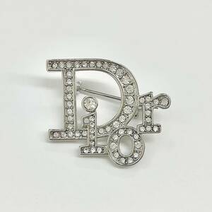 8066 Christian Dior Logo стразы брошь серебряный 