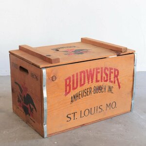 BUDWEISER/バドワイザー ヴィンテージ 蓋つき木箱/ アメリカ 店舗 ディスプレイ アンティーク ウッドボックス アウトドア ＃506-239-158