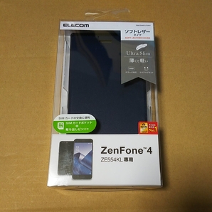 ◎ELECOM ZenFone 4 ケース Ultra Slim 手帳型 ソフトレザーカバー 薄型 磁石付 ネイビー PM-ZN4PLFUNV