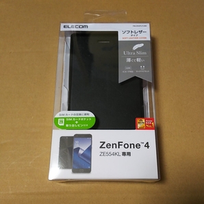 ◎ELECOM ZenFone 4 ケース Ultra Slim 手帳型 ソフトレザーカバー 薄型 磁石付 ブラック PM-ZN4PLFUBK