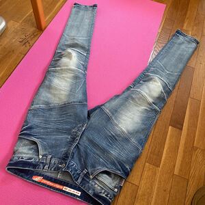 ◆HYOD HYD803 covec BIKERS PANTS 32(81)inch USED品◆インディゴ ウォッシュ スリムフィットスタイル オプションのD3Oプロテクターつき