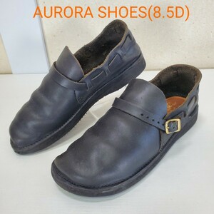 美品◆AURORA SHOES オーロラシューズ MIDDLE ENGLISH ミドルイングリッシュ レザーシューズ/モカシン(8.5D■26.5cm相当)黒 ブラック BLK