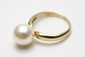アコヤ真珠パールリング【指輪】 9.0-9.5mm　ホワイトピンクカラー　シルバー製リング枠